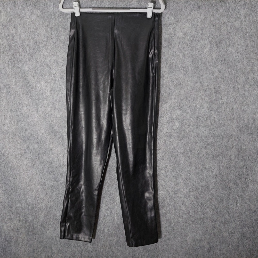 Old Navy Pants 4 Faux Leather Straight Leg High Rise Biker Moto Edgy Glam Black